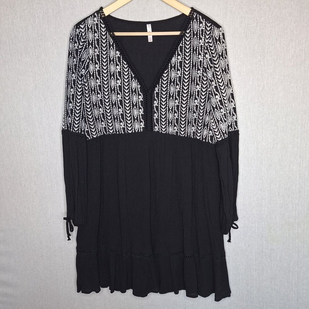 💙 Xhilaration Embroidered Loose Fit Dress Size XL Western Cowgirl Cottage Rodeo